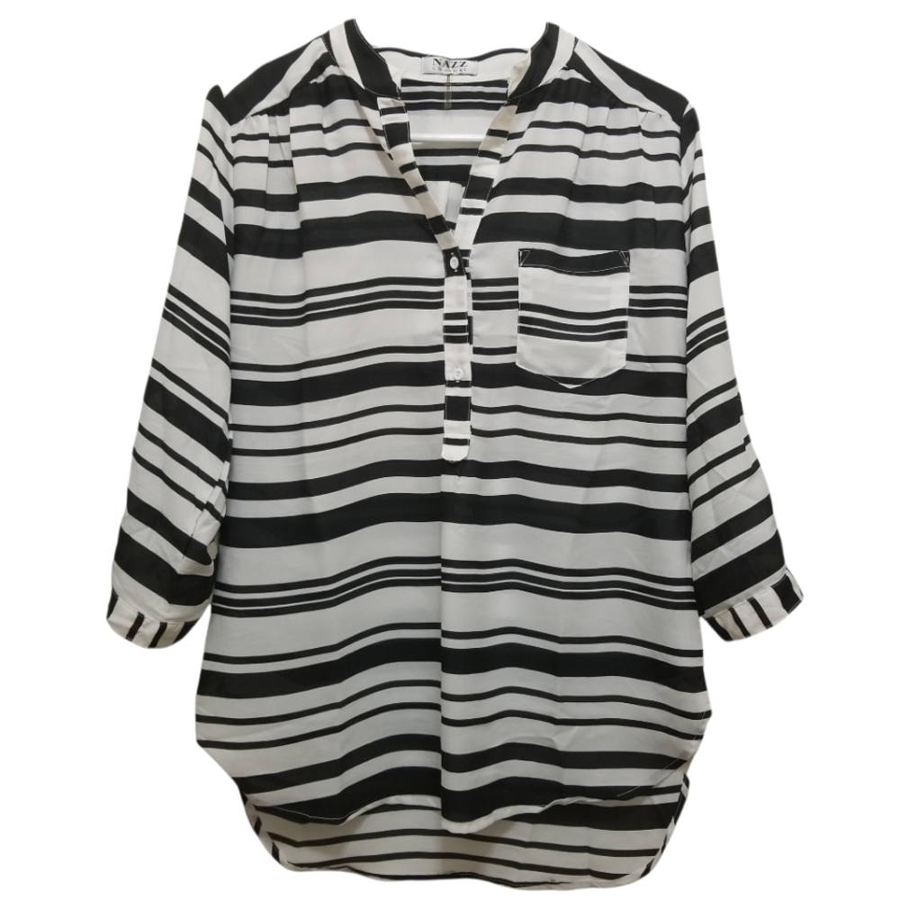 Nazz Couture Black and White Striped Blouse